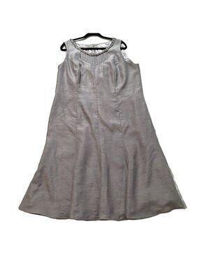 Jaques Vert Mermaid Midi Holiday Party Evening Dress Plus Size 22 Silver Taffeta